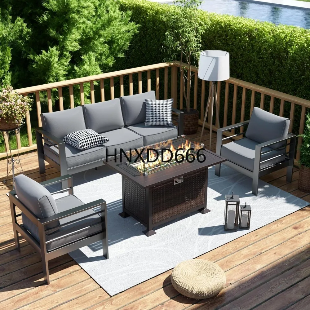 Outdoor Furniture Fire Pit - Set Furnitur Teras dengan Meja Api,