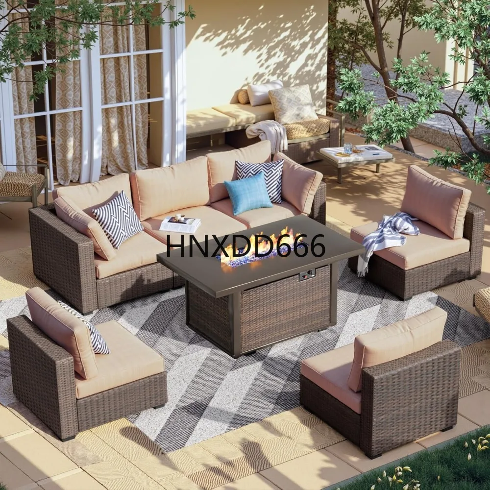 Outdoor Furniture Fire Pit - Set Furnitur Teras 7 Buah dengan