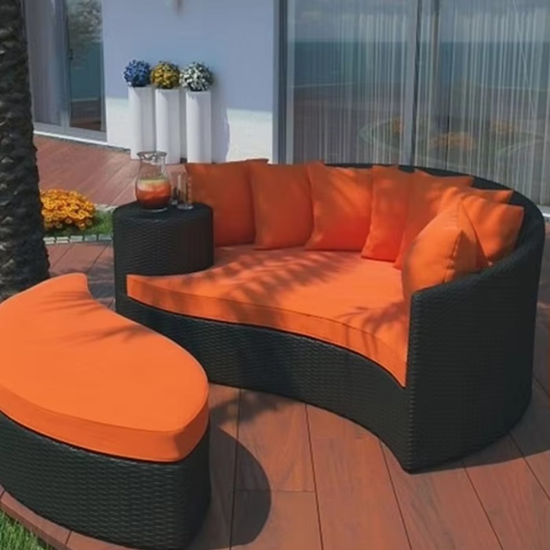 Outdoor Daybed Furniture - Tempat Tidur Santai Bulat Tali Rotan
