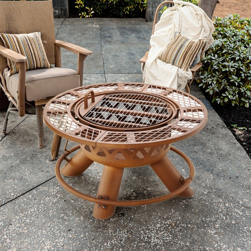 Outdoor Furniture Fire Pit - Set Pemanggang Barbekyu & Perapian Luar