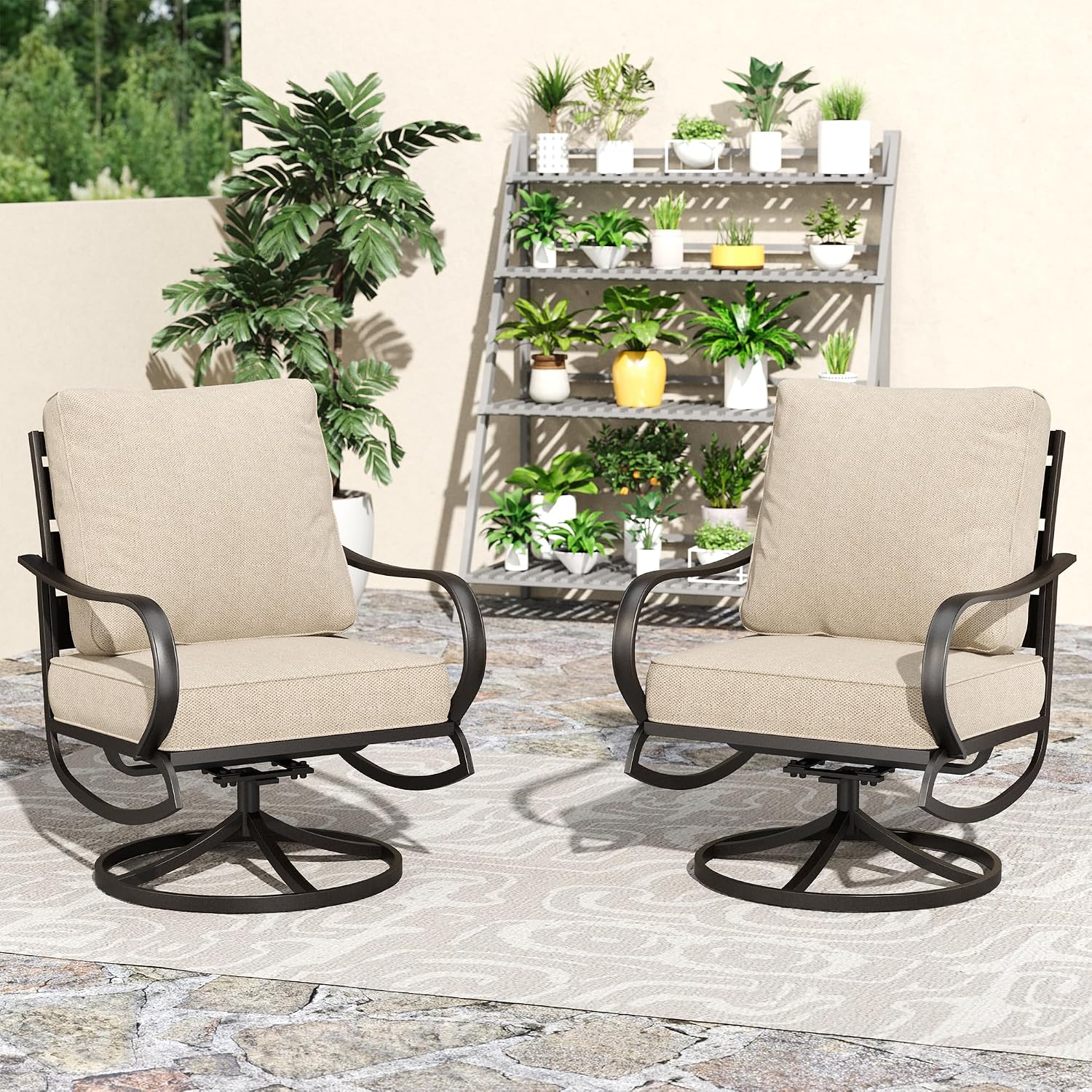 Kursi Teras Putar 2 Set dengan - Deck Chair Lounger ulasan dan harga