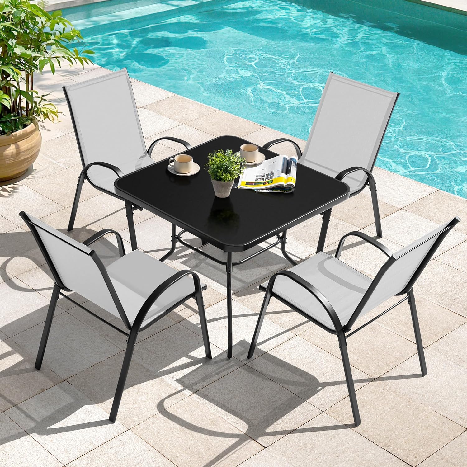 o*-5 Set Meja Makan Teras, Mej - Outdoor Furniture Ofo ulasan dan harga