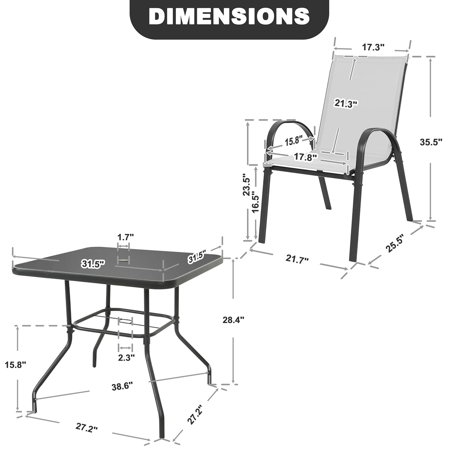 o*-5 Set Meja Makan Teras, Mej - Outdoor Furniture Ofo ulasan dan harga