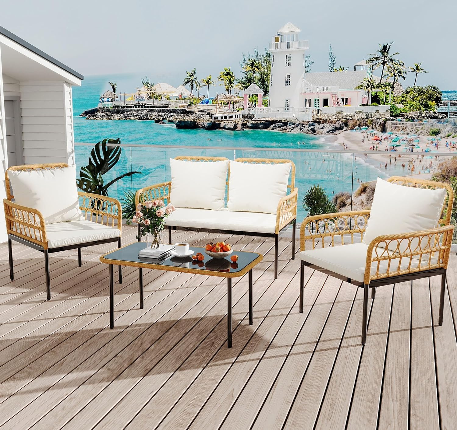 Set Meja dan Kursi Patio 4 Bua - Outdoor Furniture Ofo ulasan dan harga