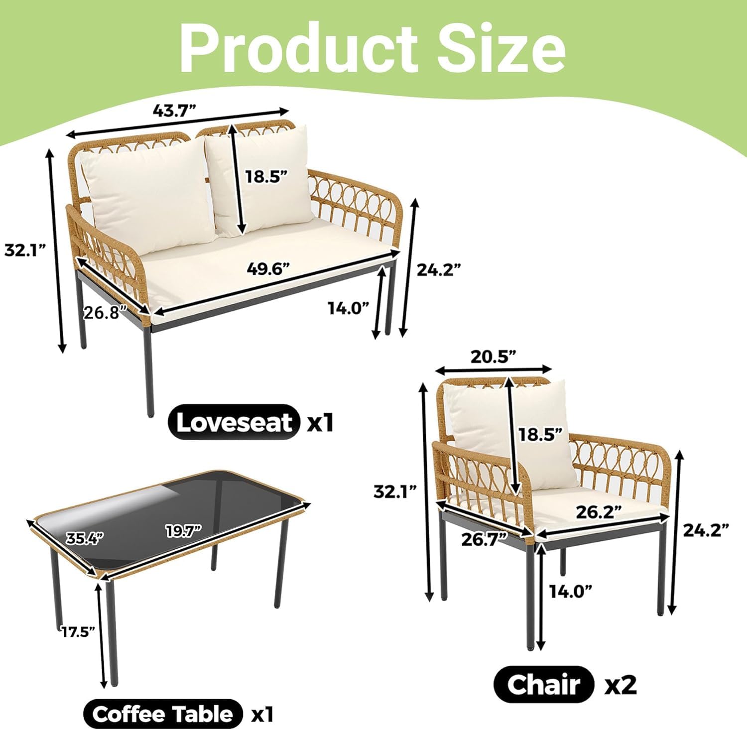 Set Meja dan Kursi Patio 4 Bua - Outdoor Furniture Ofo ulasan dan harga