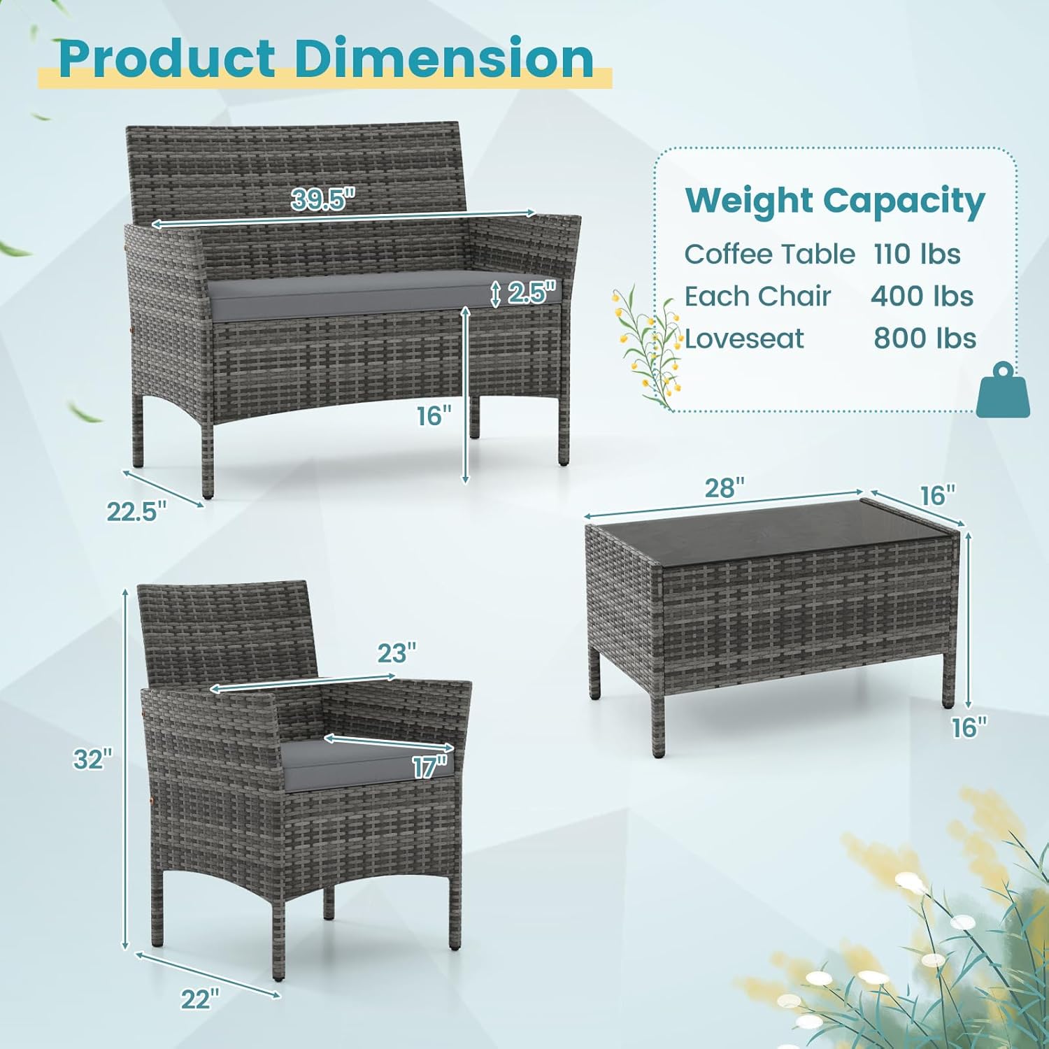 Set Furnitur Teras 4 Buah - Se - Outdoor Furniture Ofo ulasan dan harga
