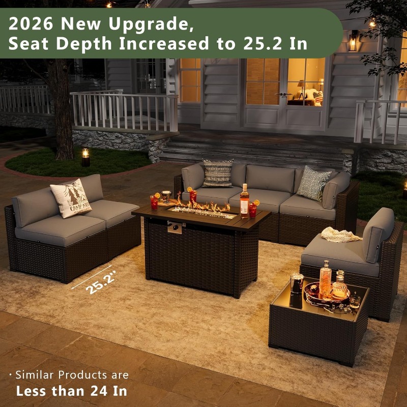 Set Furnitur Teras Aoxun 8 Bua - Outdoor Furniture Fire Pit ulasan dan harga